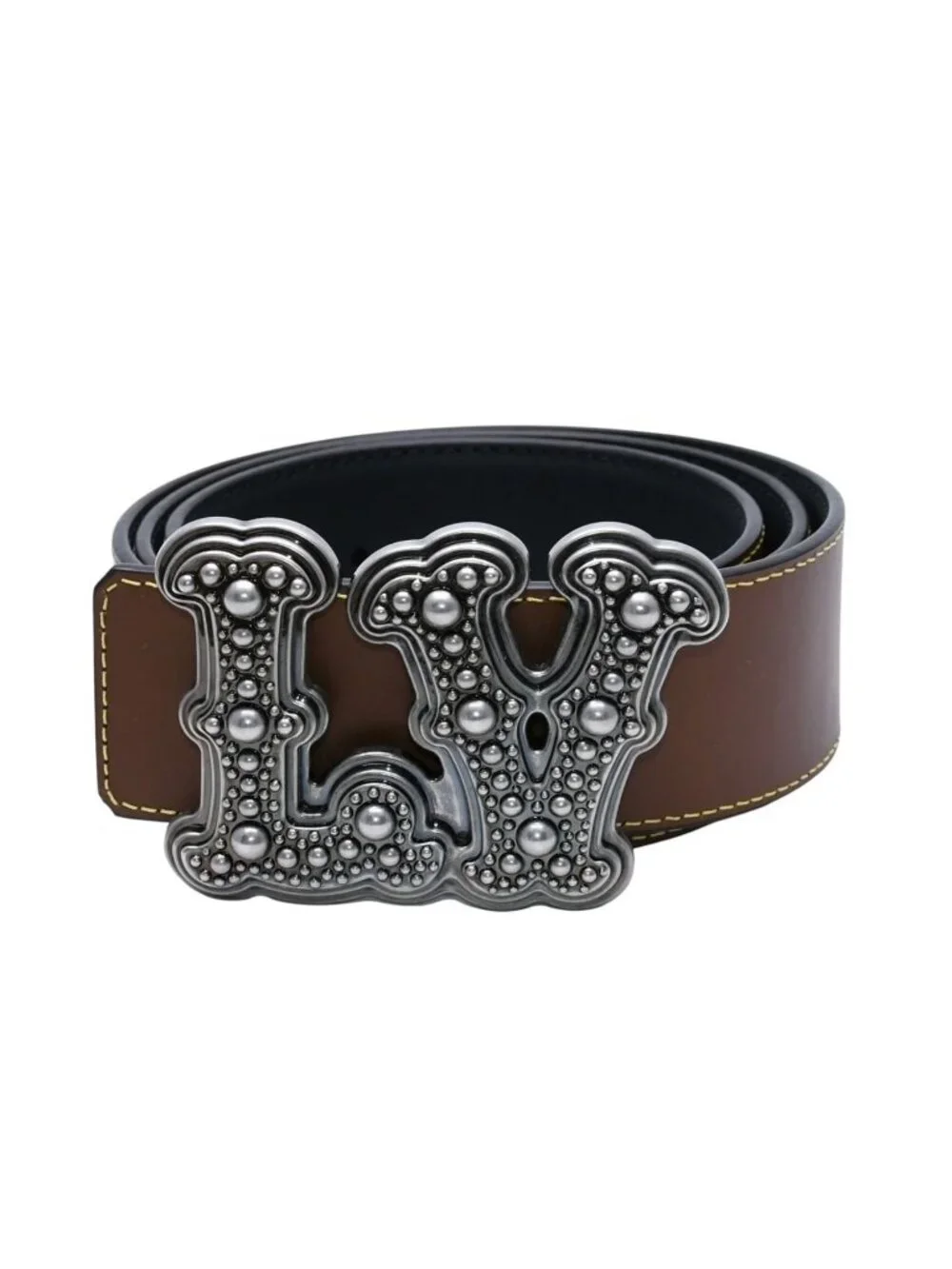 Louis Vuitton Belt LV Reversible Brown Metal Silver